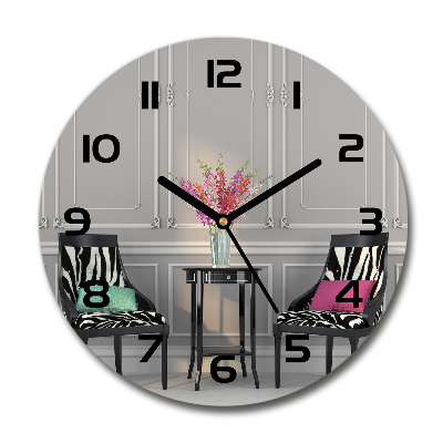 Reloj de cristal redondo Dos sillas