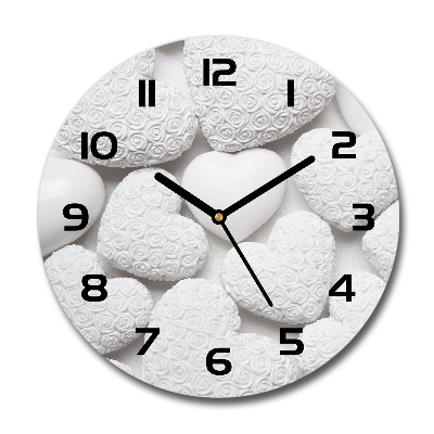 Reloj de pared redondo Fondo de corazón blanco