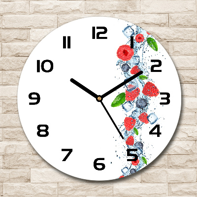 Zegar szklany okrągły Owoce leśne z lodem