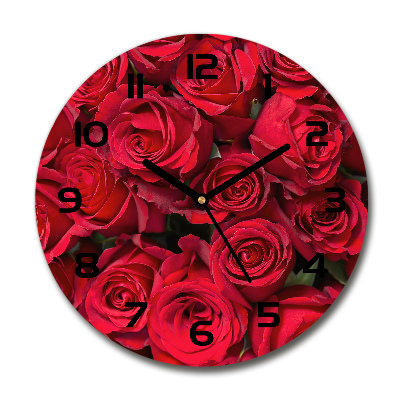 Reloj redondo pared rosas rojas