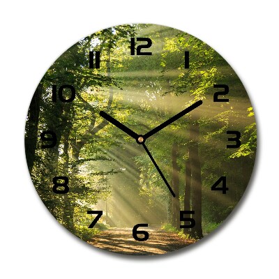 Reloj de cristal redondo Bosque al sol