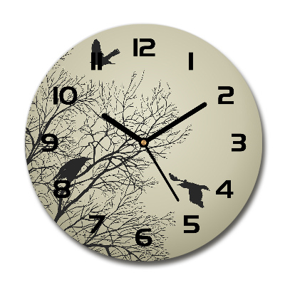 Reloj redondo pared Cuervos en un árbol