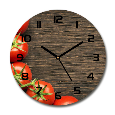 Reloj de pared redondo Tomates en madera