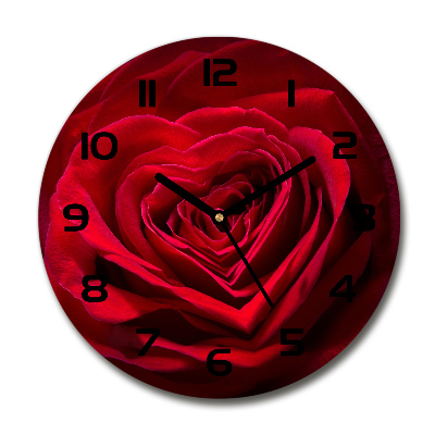 Reloj de pared redondo Corazón de rosa roja