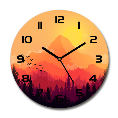 Reloj de cristal redondo paisaje de montaña