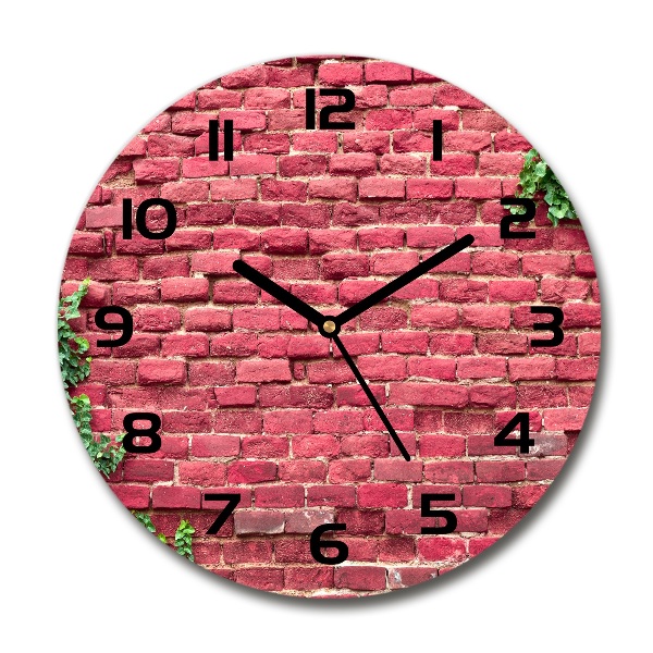 Zegar szklany okrągły Ceglana ściana