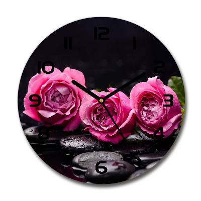 Reloj redondo pared rosas rosadas