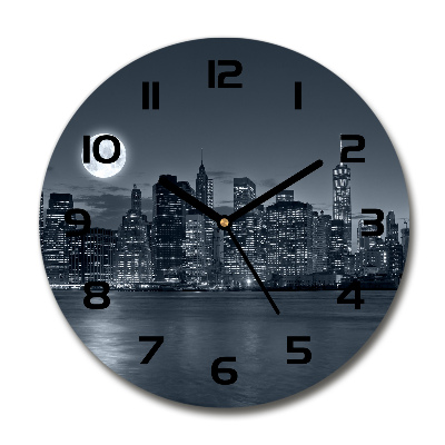 Reloj redondo pared Nueva York de noche