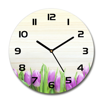 Reloj de pared redondo tulipanes morados