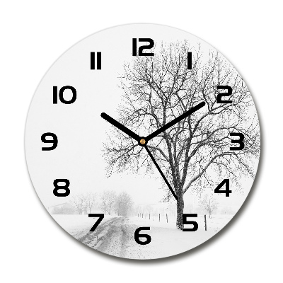 Reloj de cristal redondo Árbol en invierno
