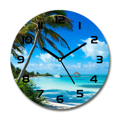 Reloj de cristal redondo Playa tropical