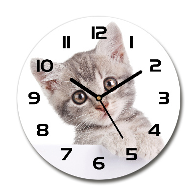 Reloj redondo pared gato gris