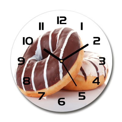Reloj de cristal redondo Donas de chocolate