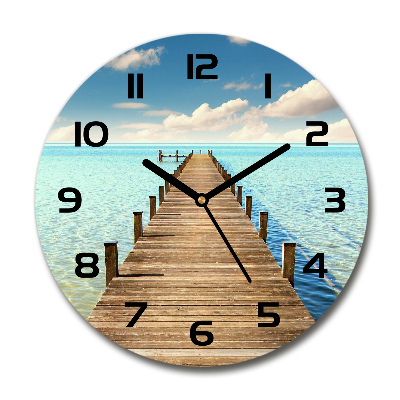 Reloj de pared redondo Muelle de madera