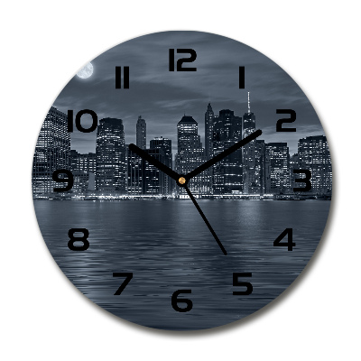 Reloj de pared redondo Nueva York de noche