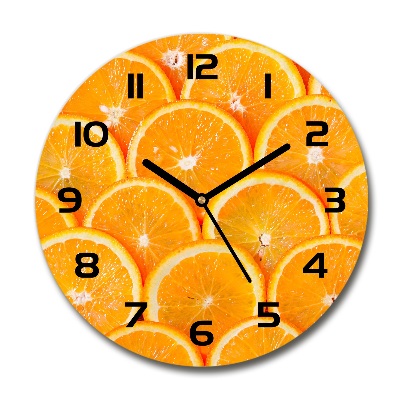 Reloj de cristal redondo rodajas de naranja
