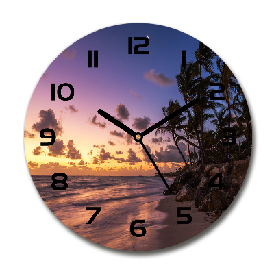 Reloj redondo pared Atardecer en la playa