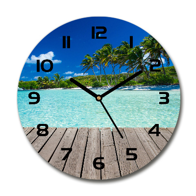 Reloj de cristal redondo Playa tropical