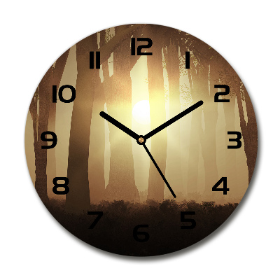 Reloj redondo pared Niebla en el bosque