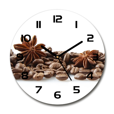 Reloj de pared redondo Granos de café con canela