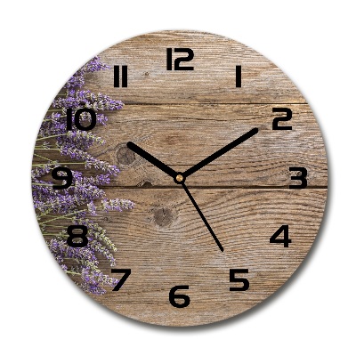 Reloj de cristal redondo Lavanda sobre madera