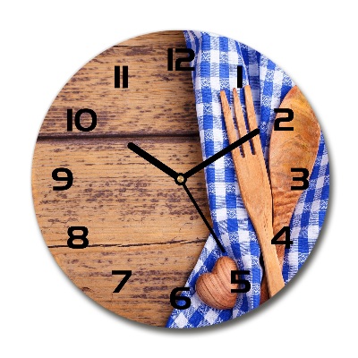 Reloj de pared redondo Cubiertos de madera