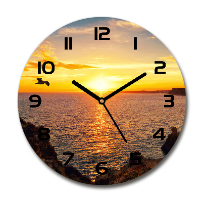 Reloj de cristal redondo Mar al atardecer
