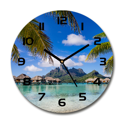 Reloj de cristal redondo Palmeras en Bora Bora