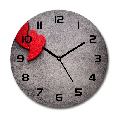 Reloj de pared redondo Corazones rojos