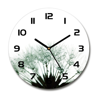 Reloj de cristal redondo semillas de diente de león