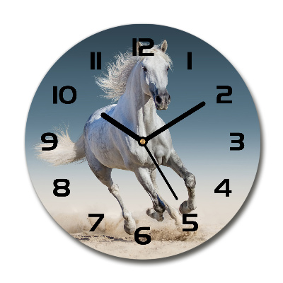 Reloj de pared redondo Un caballo blanco galopando