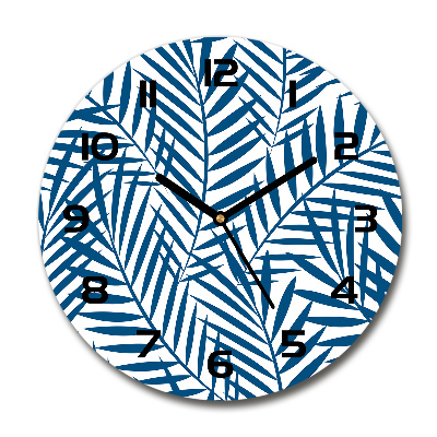 Reloj de cristal redondo hojas de palma