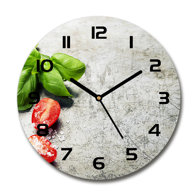 Reloj de cristal redondo Tomates y albahaca