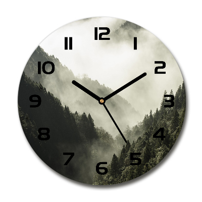 Reloj de cristal redondo Niebla sobre el bosque