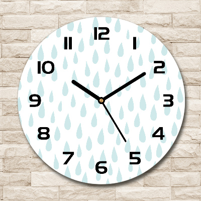 Zegar ścienny szklany okrągły Kropelki