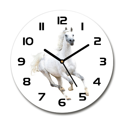Reloj de pared redondo Caballo árabe blanco