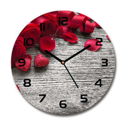 Reloj de pared redondo rosas rojas