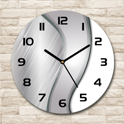 Zegar szklany okrągły Metalowa abstrakcja