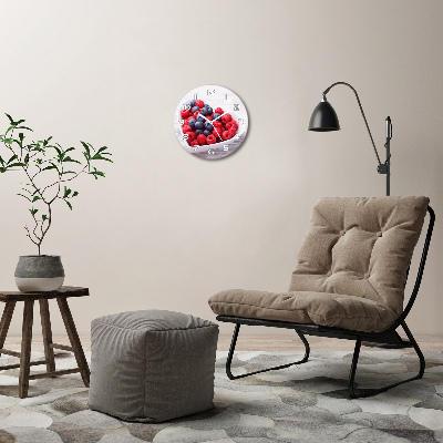 Reloj de cristal redondo Frambuesas y arándanos