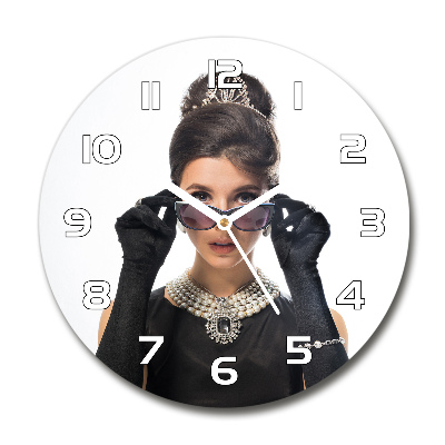 Reloj redondo pared Mujer con gafas