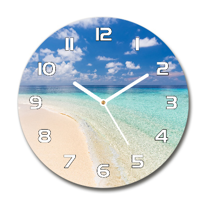 Reloj de cristal redondo Playa en las Maldivas