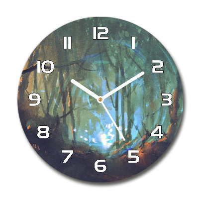 Zegar szklany okrągły Mistyczny las