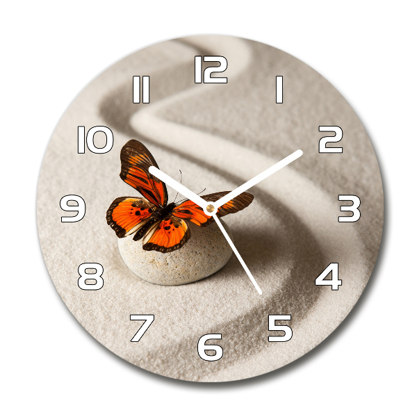 Reloj de pared redondo Piedra zen y mariposa