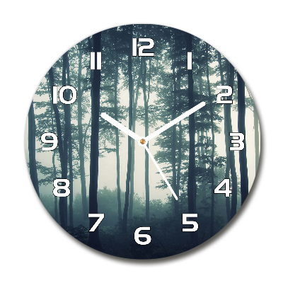 Reloj de cristal redondo Niebla en el bosque