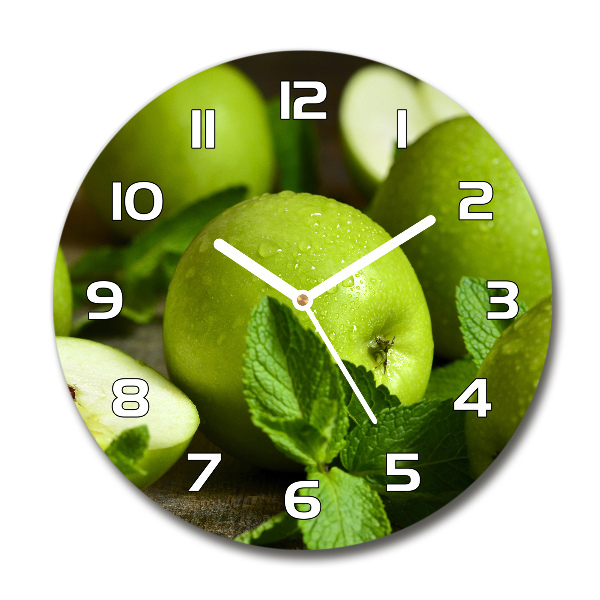 Reloj de cristal redondo Manzanas verdes