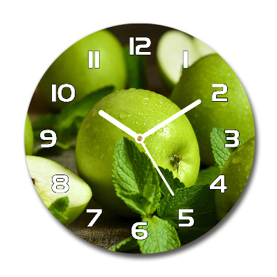Reloj de cristal redondo Manzanas verdes