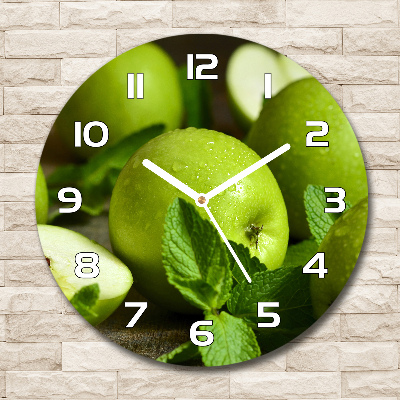 Reloj de cristal redondo Manzanas verdes