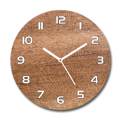 Reloj de cristal redondo Fondo de madera