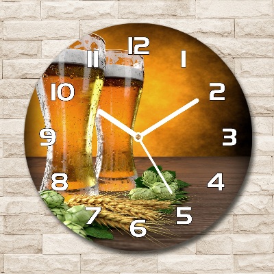 Reloj de pared redondo Dos vasos de cerveza