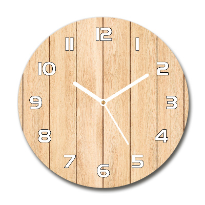 Reloj de cristal redondo Fondo de madera